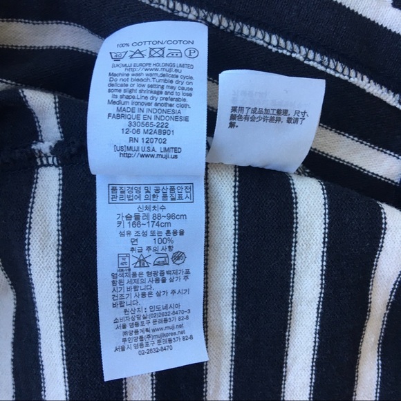 Muji - Unisex Striped Long Sleeve Shirt - Picture 5 of 6